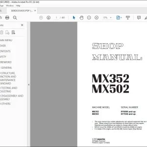 Komatsu MX352 MX502 Hydraulic Excavator Shop Manual SEBM035400 - PDF DOWNLOAD