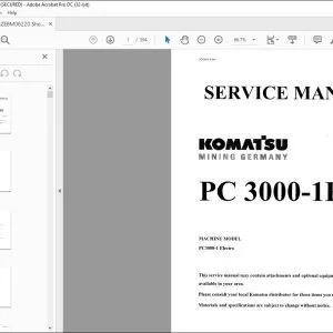 Komatsu PC 3000-1E Mining Shovel Service Manual SN 06220 - PDF DOWNLOAD