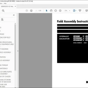 Komatsu PC1250-11 PC1250-11E0 PC1250LC-11 PC1250LC-11E0 PC1250SP-11 PC1250SP-11E0 Hydraulic Excavator Field Assembly Instruction Manual GEN00203-02 - PDF DOWNLOAD