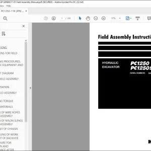 Komatsu PC1250-11R PC1250SP-11R Hydraulic Excavator Field Assembly Instruction Manual GEN00217-01 - PDF DOWNLOAD