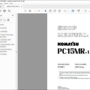 Komatsu PC15MR-1 Hydraulic Excavator Shop Manual SEBM019002 - PDF DOWNLOAD