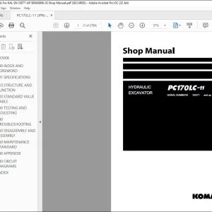 Komatsu PC170LC-11 Hydraulic Excavator Shop Manual SEN06806-03 - PDF DOWNLOAD