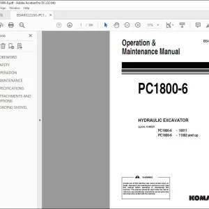 Komatsu PC1800-6 Hydraulic Excavator Operation & Maintenance Manual EEAM022200 - PDF DOWNLOAD