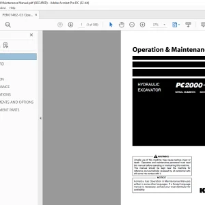 Komatsu PC2000-11R Excavator Operator Manual PEN01462-03 PDF