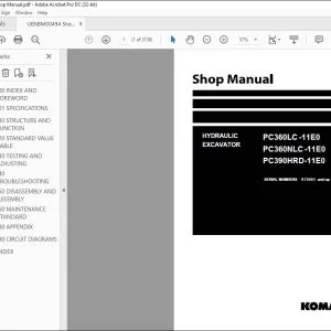 Komatsu PC360LC-11E0 PC360NLC-11E0 PC390HRD-11E0 Excavator Shop Manual - PDF DOWNLOAD
