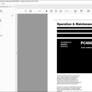 Komatsu PC4000-11 Hydraulic Mining Shovel Excavator Operation & Maintenance Manual SN 08288 - PDF DOWNLOAD