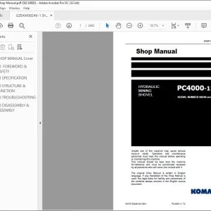 Komatsu PC4000-11 T4 Hydraulic Mining shovel Shop Manual 08246-xD-GB-1 - PDF DOWNLOAD