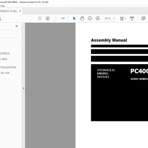 Komatsu PC4000E-6 Hydraulic Mining Shovel Assembly Manual AM08233ECSup-EN-5 - PDF DOWNLOAD