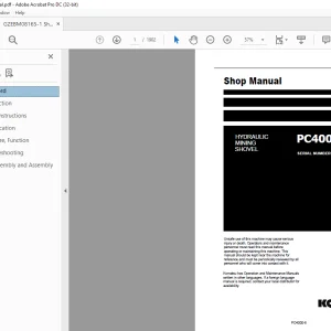 Komatsu PC4000E-6 Hydraulic Mining Shovel Shop Manual 08165E-GB-2 - PDF DOWNLOAD
