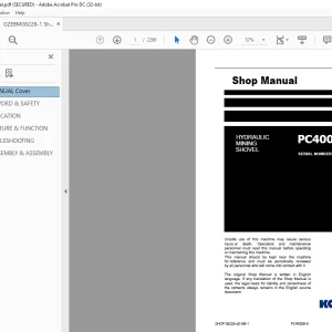 Komatsu PC4000E-6 Hydraulic Mining Shovel Shop Manual 08228-xE-GB-1 - PDF DOWNLOAD