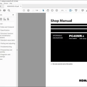 Komatsu PC40MR-3 Hydraulic Excavator Shop Manual WEN00005-00  - PDF DOWNLOAD