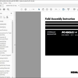 Komatsu PC490LCi-11 Hydraulic Excavator Field Assembly Instruction Manual GEN00145-03 - PDF DOWNLOAD