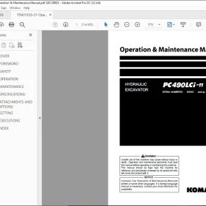 Komatsu PC490LCi-11 Hydraulic Excavator Operation & Maintenance Manual TEN01035-01 - PDF DOWNLOAD