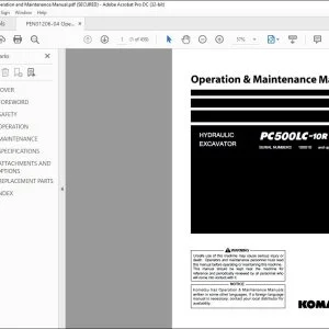 Komatsu PC500LC-10R Hydraulic Excavator Operation & Maintenance Manual PEN01206-04 - PDF DOWNLOAD