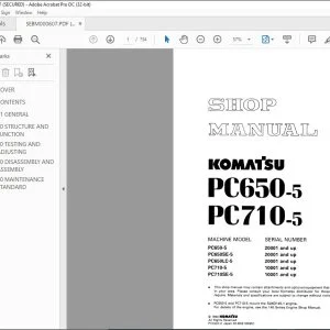 Komatsu PC650-s PC710-s Hydraulic Excavator Shop Manual SEBM000607 - PDF DOWNLOAD