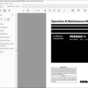 Komatsu PC650LC-11 Hydraulic Excavator Operation & Maintenance Manual TEN00753-13 - PDF DOWNLOAD