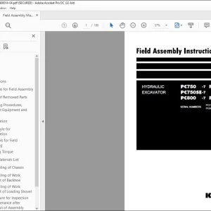 Komatsu PC750-7 PC750LC-7 PC750SE-7 PC800-7 PC800SE-7 Hydraulic Excavator Field Assembly Manual GEN00014-04 - PDF DOWNLOAD