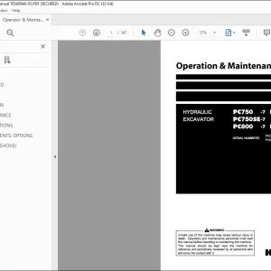 Komatsu PC750-7 PC750LC-7 PC750SE-7 PC800-7 PC800SE-7 Hydraulic Excavator Operation & Maintenance Manual TEN00040-05 - PDF DOWNLOAD