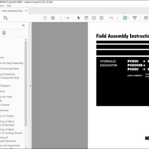Komatsu PC800-8 PC800LC-8 PC800SE-8 PC850-8 PC850SE-8 Hydraulic Excavator Field Assembly Instruction Manual - PDF DOWNLOAD