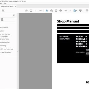 Komatsu PC800-8 PC800LC-8 PC800SE-8 PC850-8 PC850SE-8 Hydraulic Excavator Shop Manual SEN00373-18 - PDF DOWNLOAD