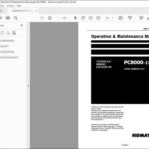 Komatsu PC8000-11 Hydraulic Mining Excavator Operation & Maintenance Manual OMM 12117-xD-GB-2 - PDF DOWNLOAD