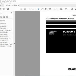 Komatsu PC8000-6 Hydraulic Mining Shovel Assembly & Transport Manual AM12105up-EN-5 - PDF DOWNLOAD
