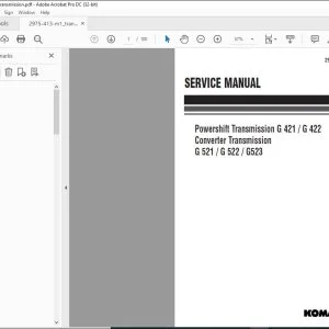 Komatsu Powershift Transmission G421 G422 Converter Transmission G521 G522 G523 Service Manual 2975413M1 - PDF DOWNLOAD