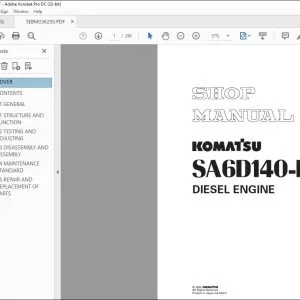 Komatsu SA6D140-H-1 Diesel Engine Shop Manual SEBM036200 - PDF DOWNLOAD