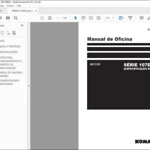 Komatsu SÉRIE 107E-1 MOTOR Manual de Oficina KPBM310800 - PDF DOWNLOAD