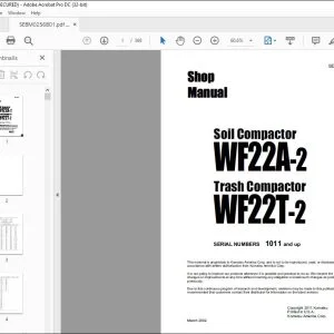 Komatsu Soil Compactor WF22A-2 Trash Compactor WF22T-2 Shop Manual SEBM0256B01 - PDF DOWNLOAD