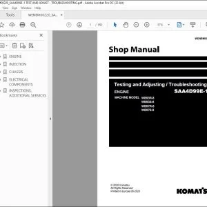 Komatsu WB93R-8 WB93S-8 WB97R-8 WB97S-8 Testing & Adjusting Troubleshooting SAA4D99E-1 Engine Shop Manual WENBM00220 - PDF DOWNLOAD