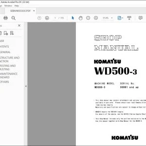 Komatsu WD500-3 Wheel Dozer Shop Manual SEBMW00300 - PDF DOWNLOAD