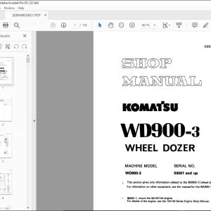 Komatsu WD900-3 Wheel Dozer Shop Manual SEBМW00601 - PDF DOWNLOAD