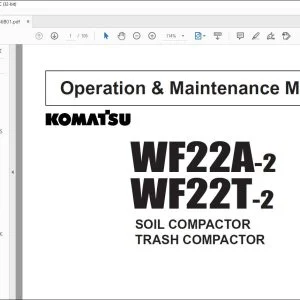 Komatsu WF22A-2 WF22T-2 Soil Compactor Trash Compactor Operation & Maintenance Manual SEAM256B01 - PDF DOWNLOAD