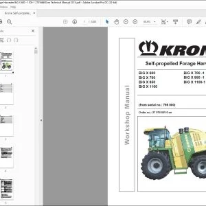 Krone BiG X 600 BiG X 700 BiG X 850 BiG X 1100 BiG X 700 -1 BiG X 850 -1 BiG X 1100-1 Self-propelled forage harvester Service Tranning Manual