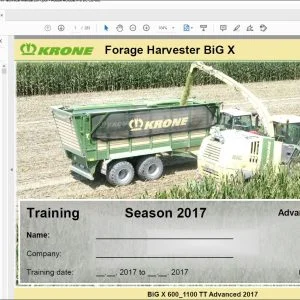Krone BiG X 600_1100 TT Advanced2017 Self-propelled forage harvester Tranning Manual - PDF DOWNLOAD