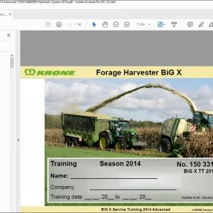 Krone BiG X TT 2014 Advanced Forage Harvester Service Training Manual - PDF DOWNLOAD