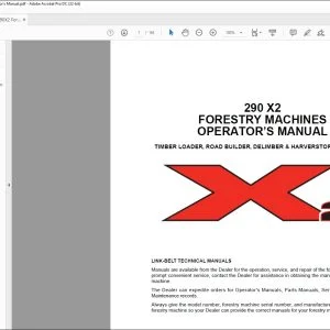 Link Belt 290X2 Forestry Machines Operator's Manual - PDF DOWNLOAD