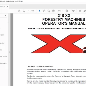 Linkbelt 210 X2 FORESTRY MACHINES EXCAVATOR OPERATOR'S MANUAL - PDF DOWNLOAD