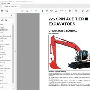 Linkbelt 225 SPIN ACE TIER III EXCAVATOR OPERATOR'S MANUAL 1208 - PDF DOWNLOAD