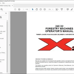 Linkbelt 240 X2 FORESTRY MACHINE'S OPERATOR'S MANUAL 2125 - PDF DOWNLOAD