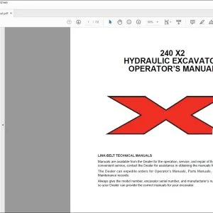 Linkbelt 240 X2 HYDRAULIC EXCAVATOR OPERATOR'S MANUAL 2102 - PDF DOWNLOAD