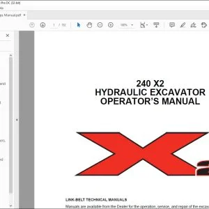 Linkbelt 240 X2 HYDRAULIC EXCAVATOR OPERATOR'S MANUAL 2102 - PDF DOWNLOAD