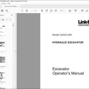 Linkbelt 240X2-MH HYDRAULIC EXCAVATOR OPERATOR'S MANUAL - PDF DOWNLOAD