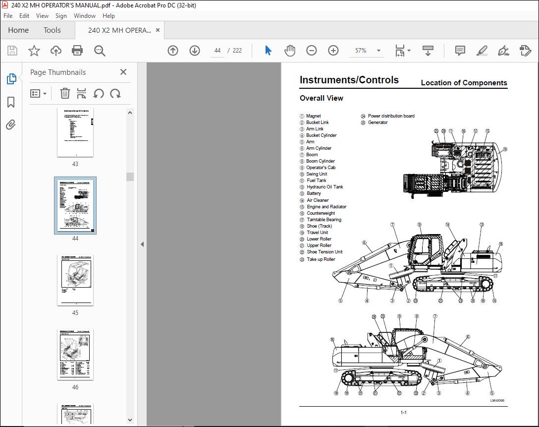 Linkbelt 240X2-MH HYDRAULIC EXCAVATOR OPERATOR'S MANUAL - PDF DOWNLOAD ...