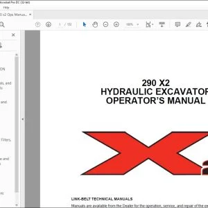 Linkbelt 290 X2 HYDRAULIC EXCAVATOR OPEATOR'S MANUAL 2103 - PDF DOWNLOAD