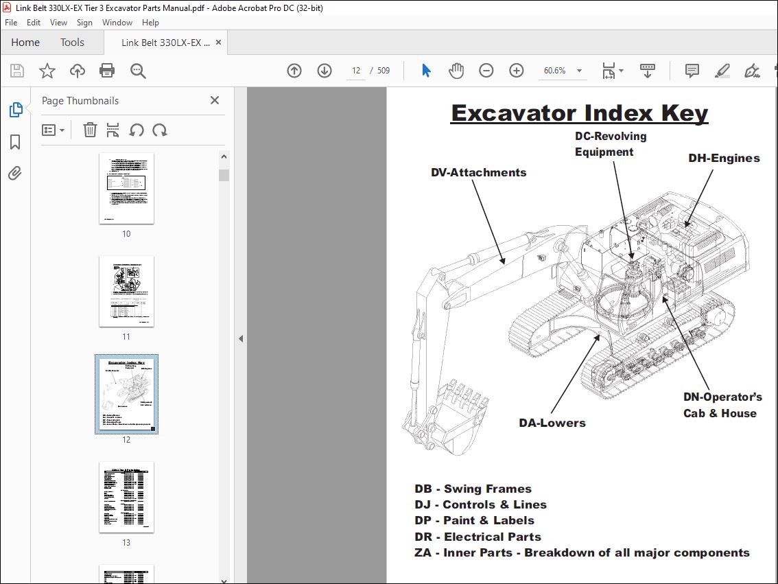 Linkbelt 330LX - EX TIER 3 EXCAVATOR PARTS MANUAL 1119 - PDF DOWNLOAD ...