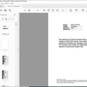 Linkbelt 330LX TIER III SERIES EXCAVATOR OPERATOR'S MANUAL 1120 - PDF DOWNLOAD
