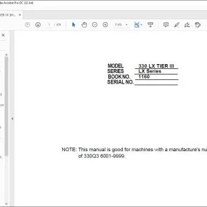 Linkbelt 330LX TIER III SERIES EXCAVATOR SHOP MANUAL 1160 - PDF DOWNLOAD