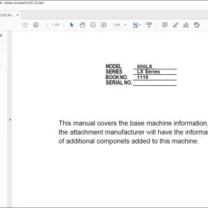 Linkbelt 600LX SERIES MATERIAL HANDLER EXCAVATOR SHOP MANUAL 1118 - PDF DOWNLOAD